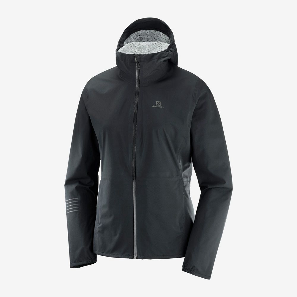 Salomon Singapore Womens Jackets - BONATTI WATERPROOF Black | 95167-KXBW